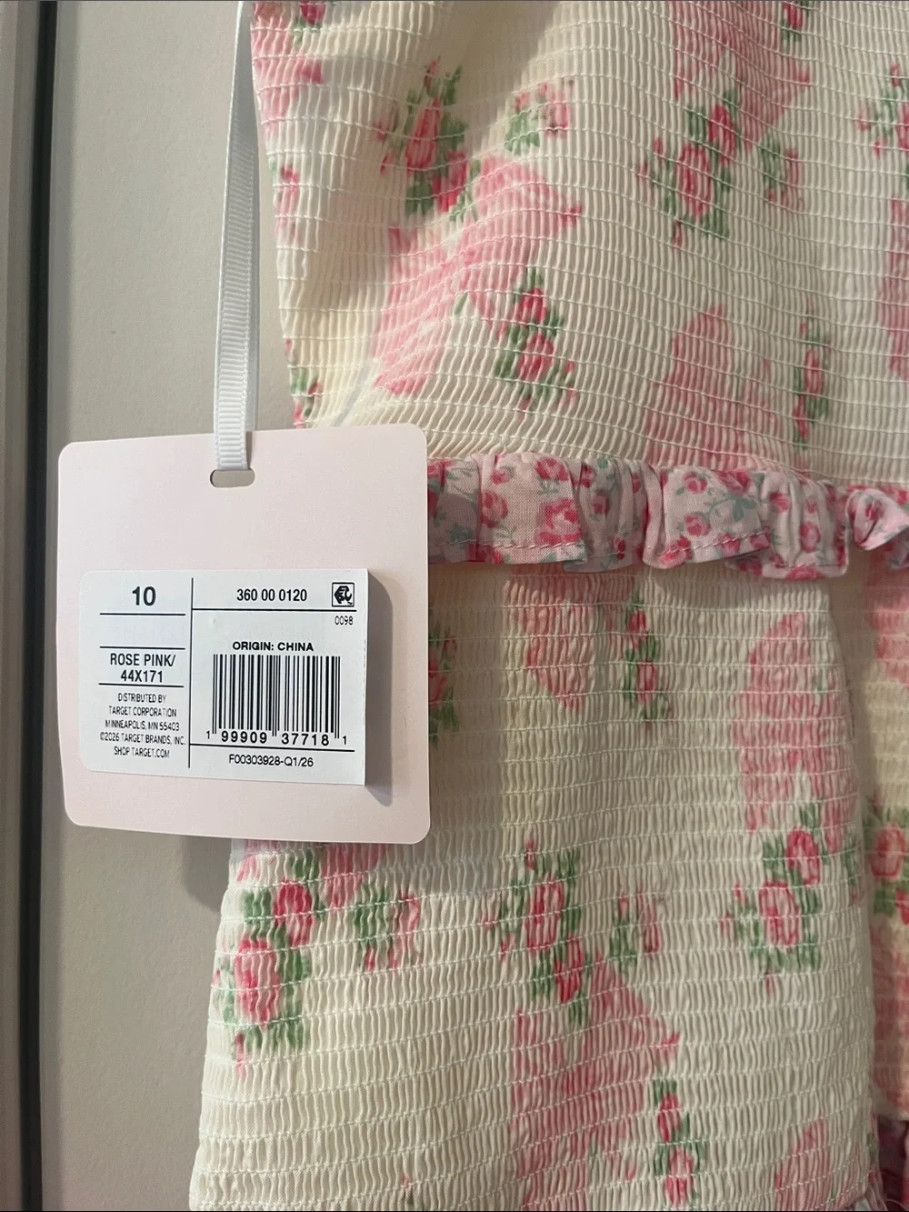 LoveShackFancy Pink and Cream Floral Ruffle Dress